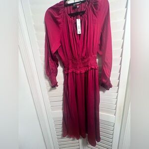 Tahari Deep Red Long Sleeve Dress